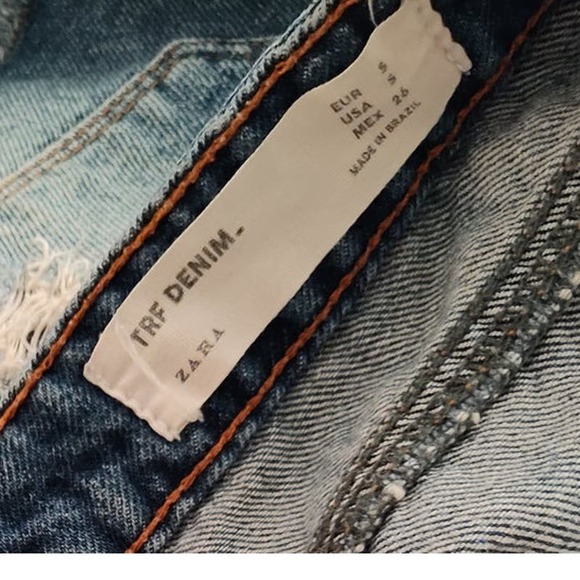 Zara TRF Denim Cut Off Shorts Destroyed Jean Short Small Summer festival gear - Picture 3 of 9